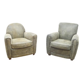 Drexel Heritage Suedelike Leather Arm Chairs - a Pair For Sale