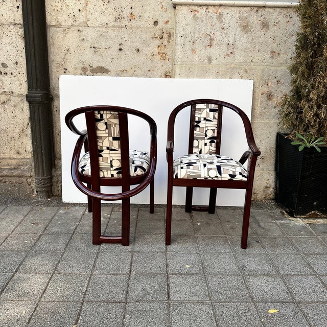 Art Deco Chairs in Upholstered in Euphoria Cubista from Misia Paris, France, 1970s, Set of 4 For Sale - Image 10 of 18