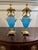 Antique French Blue Opaline Vase Urn Pair With Ormolu Mounts Cherub Finials Eagle Handles 19th Century For Sale - Image 9 of 15
