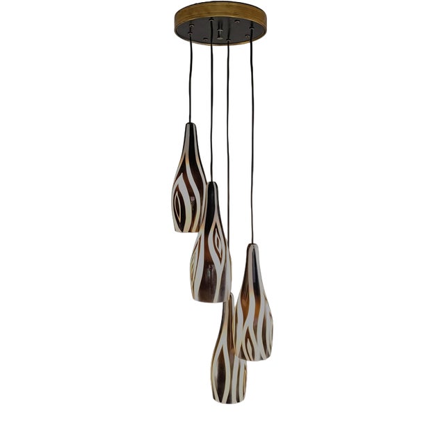 Italian Zebra-Patterned Waterfall Chandelier, 1950s For Sale