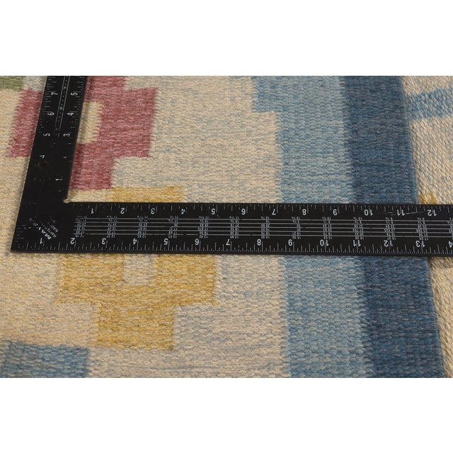 Blue Vintage Swedish Rollakan Rug, 04'05 X 06'09 For Sale - Image 8 of 11