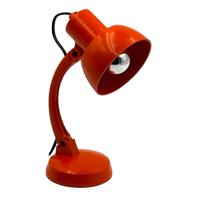 Space Age Orange Gooseneck Desk Lamp, Italy, 1970s For Sale