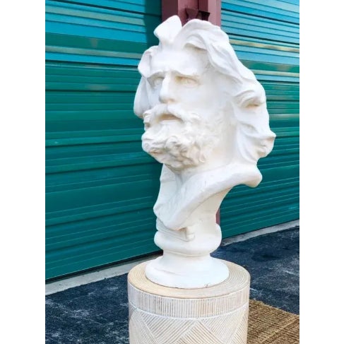 Vintage Painted Terra Cotta Bust of Bearded Man For Sale - Image 10 of 12