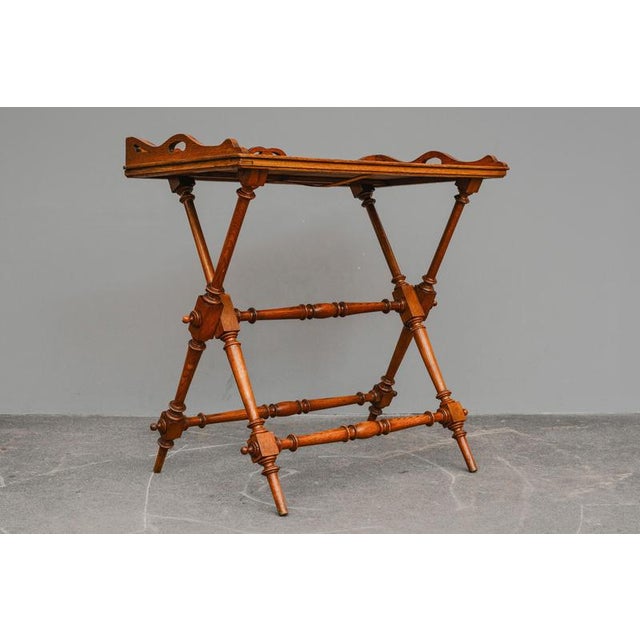 Brown Late 19th Century Gründerzeit Oak Tray Table For Sale - Image 8 of 14