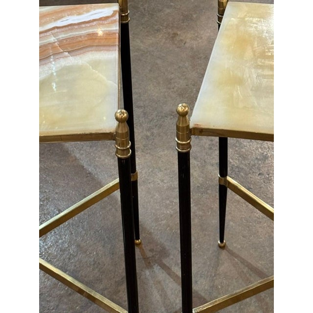 Pair of French Directoire’ Style Steel and Onyx Side Tables For Sale In Dallas - Image 6 of 7