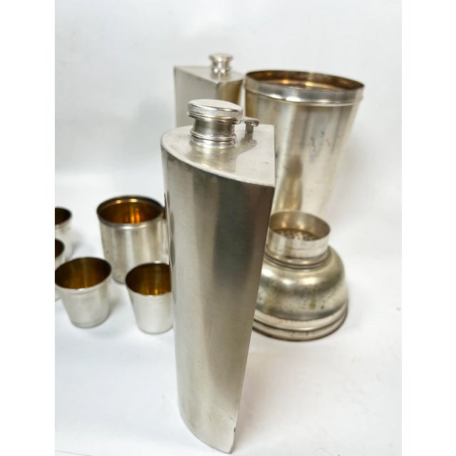 1930s Antique Art Deco Silver Plated German Traveling Cocktail Set- 9 Pieces For Sale - Image 5 of 12
