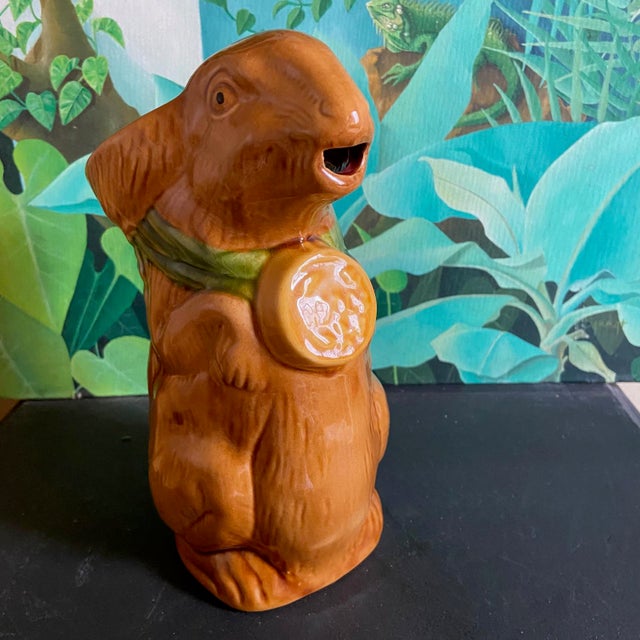 This rare majolica rabbit pitcher was probably produced for the Paris World's Fair in 1900. Animal-shaped pitchers are a...