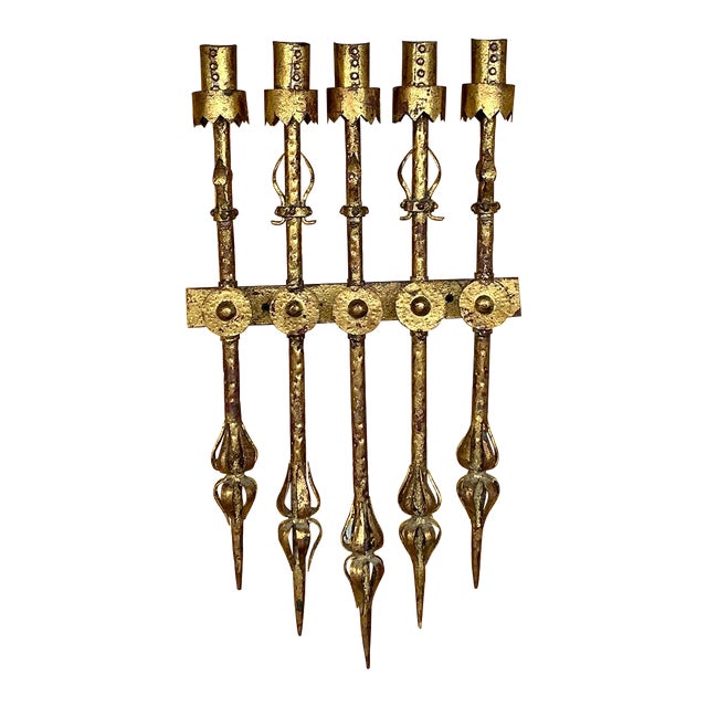 Vintage Spanish Brutalist Five Arm Light Sconce For Sale