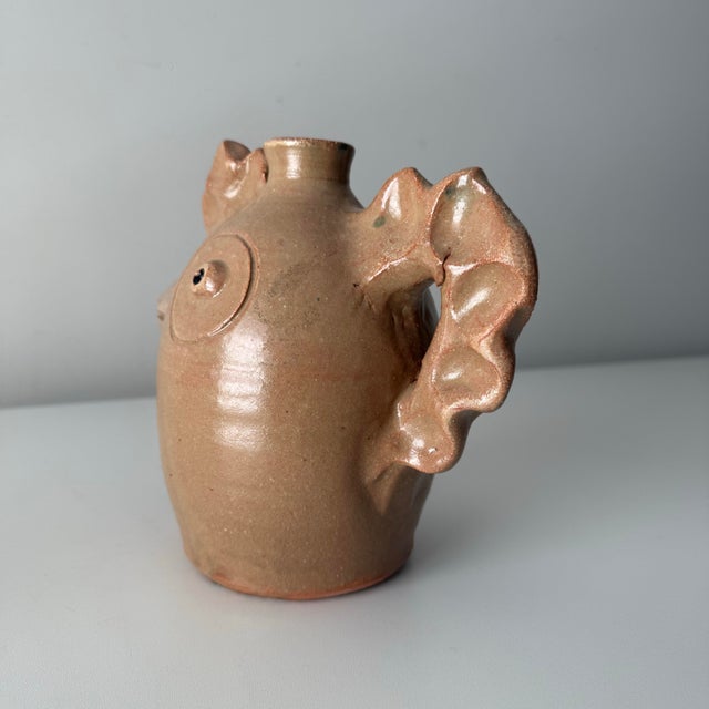 2000 - 2009 Vintage North Carolina Folk Art Chicken Face Pottery Jug For Sale - Image 5 of 7