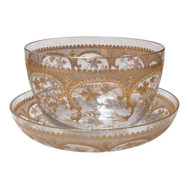 Antique St Louis Gilt Crystal Bowl and Under Plate - 1 of 6 For Sale