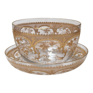 Antique St Louis Gilt Crystal Bowl and Under Plate - 1 of 6