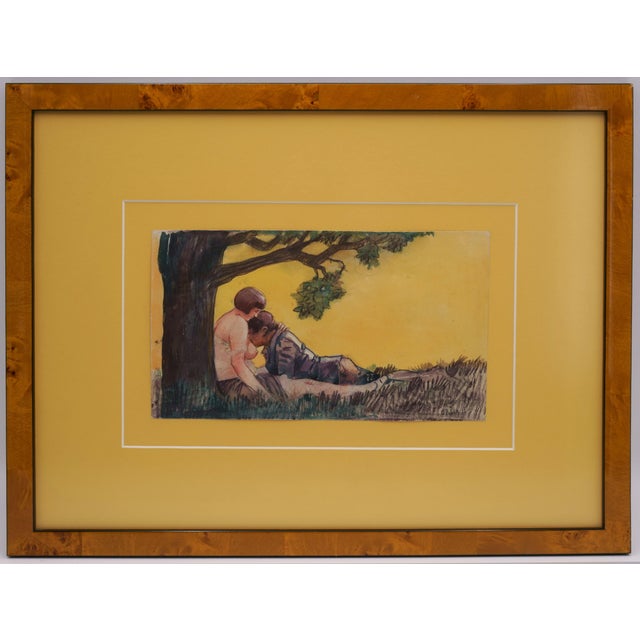 Emil Orlik, Love Scene Under a Tree, 1912, Drawing, Paper, Framed For Sale - Image 4 of 6