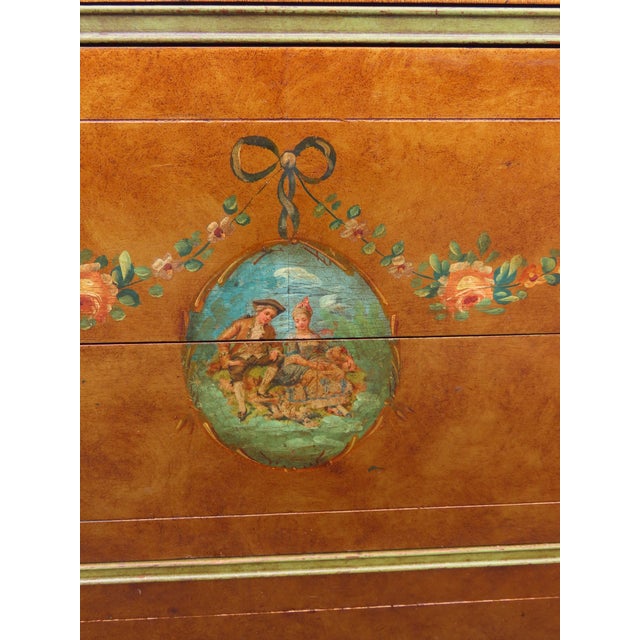 French Early 1900s Carved Hand Painted Cameo Tall Chest of Drawers 6561 For Sale - Image 4 of 18
