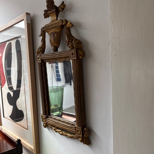 Glass Mid 19th Century Neoclassical Urn and Floral Carved Gilt Mirror For Sale - Image 7 of 10
