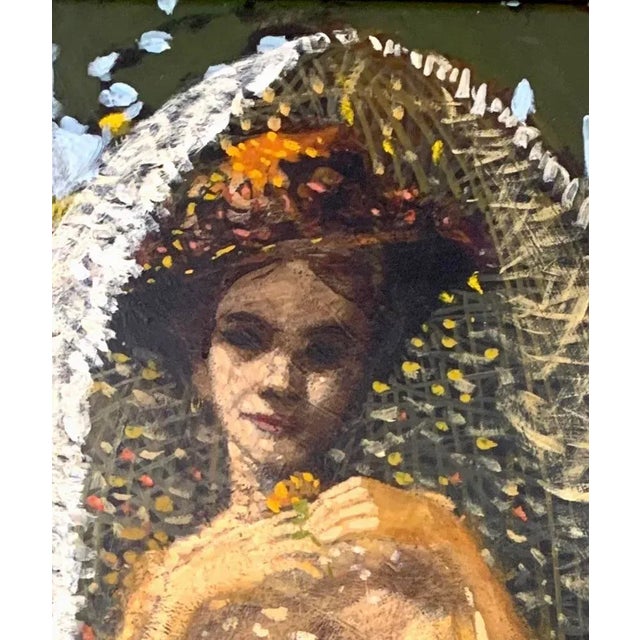 Figurative Vintage Original Painting Nude Lady in Garden Oil on Canvas Signed and Dated For Sale - Image 3 of 6