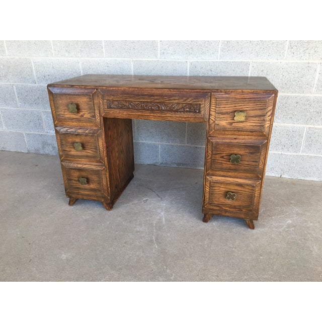 Jamestown Lounge Feudal Oak Writing Desk and Chair 2 Pieces Chairish