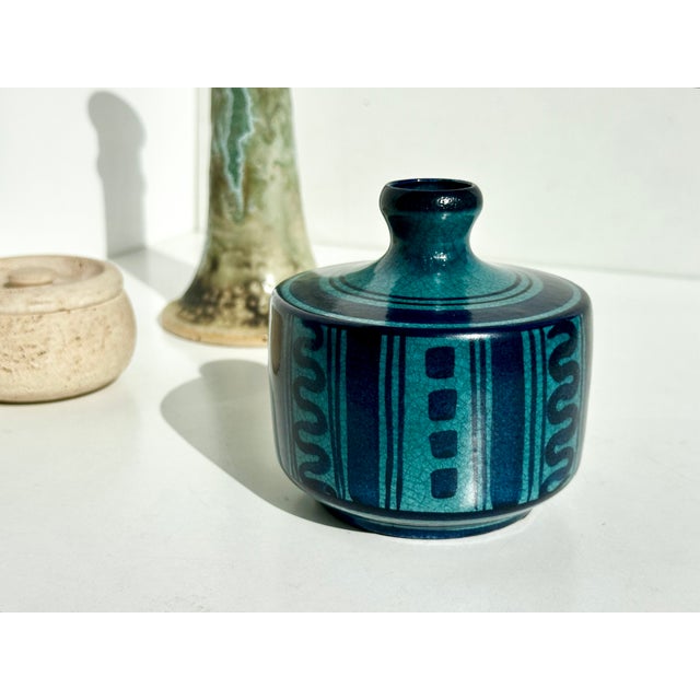 Hand-Thrown Studio Ceramic Vase in Turquoise-Blue Tones by Wilhelm Kagel, Germany, 1960s For Sale - Image 13 of 15