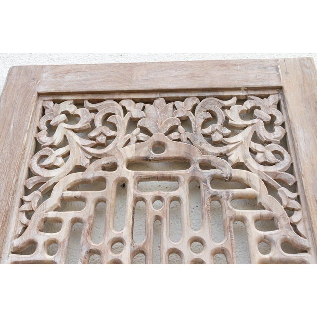 19th Century Temple Lattice Whitewash Teak Indian Door For Sale - Image 5 of 9
