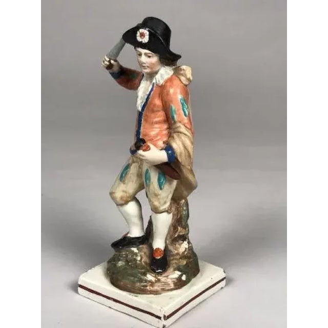 Orange Early 19th Century English Staffordshire Pearlware Figure of an Actor For Sale - Image 8 of 11