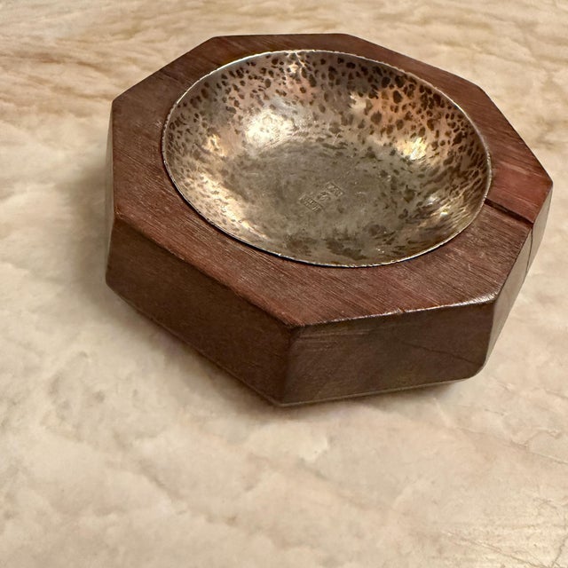 Mexican William Spratling Octagonal Wood Silver Dish Mid-Century Mexican Modernism For Sale - Image 3 of 8