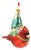 Glass Gnome and Cardinal Bird Ornament (Set of 6) For Sale