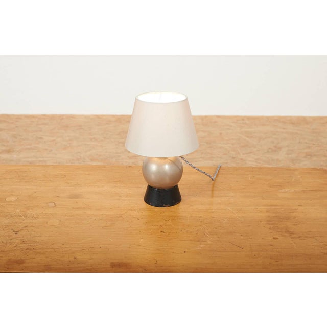 Table Lamp in Black Wooden Base, Metal Globe and Shade, 1920s For Sale - Image 11 of 18