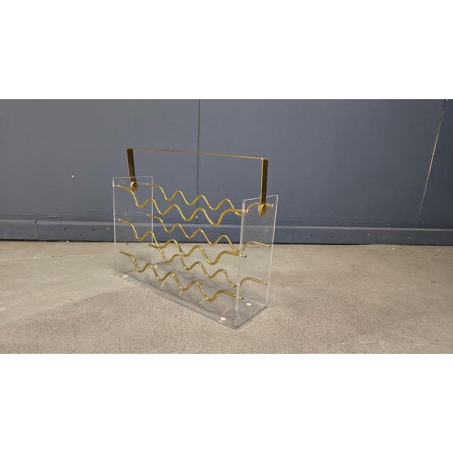 Vintage Acrylic Glass and Brass Magazine Holder, 1970s For Sale - Image 10 of 18