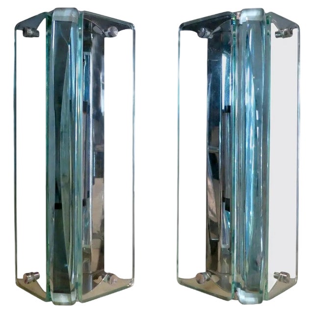 Italian Glass Wall Sconces, 1960s, Set of 2 For Sale