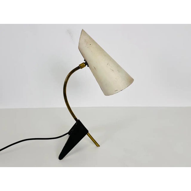 Mid-Century Modern Brass and Metal Table Lamp by Louis Kalff, 1950s For Sale - Image 3 of 11