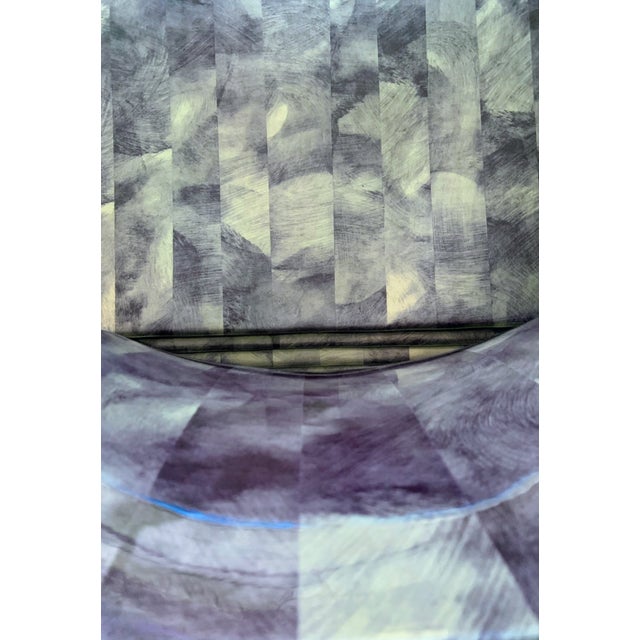 Blue Minimalist Postmodern Iridescent Blue Marble Steel 40/4 Chairs – 2023 Reproduction of the David Rowland Design, Chrome Frame, Set of 4 For Sale - Image 8 of 11