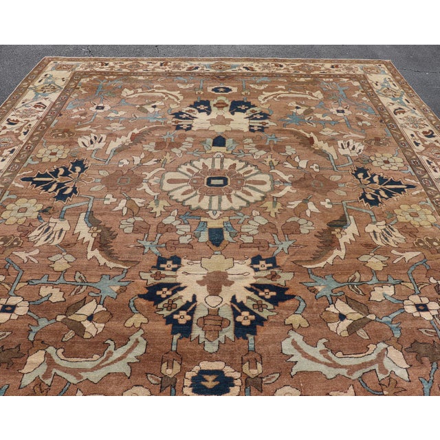 Textile Antique Persian Serapi Rug With Grand Medallion and Expansive Botanical Design For Sale - Image 7 of 16