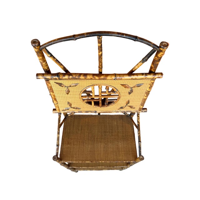 Antique English Bamboo & Rattan Shelf With Moveable Panel For Sale - Image 4 of 11