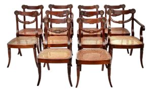 Set of Ten 19th Century Regency Mahogany Dining Chairs