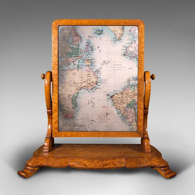 This is an antique dressing table mirror. An English, satinwood vanity, platform or toilet mirror, dating to the early...