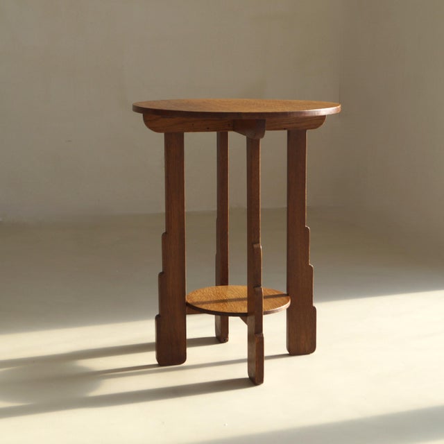 Brown Dutch Amsterdam School Art Deco Stepped Side Table with Ball Feet, 1920s For Sale - Image 8 of 16