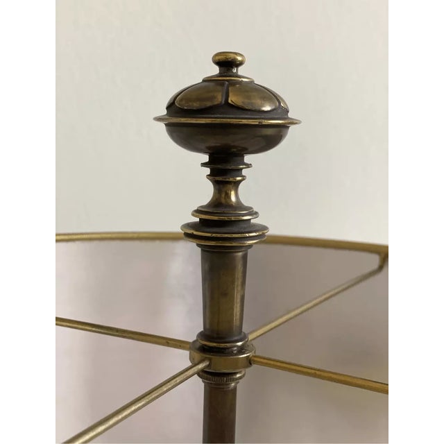 Stiffel Large Brass and Crystal Bouillotte Table Lamp with Stiffel Shade For Sale - Image 4 of 12