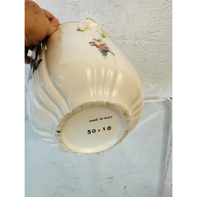 This piece is a charming Italian ceramic cachepot or jardinière, likely from the mid-to-late 20th century, made for...