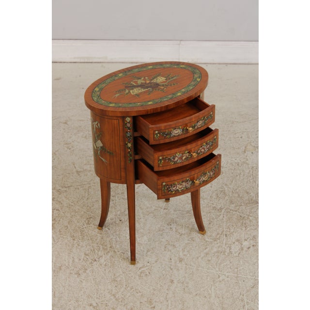 Maitland Smith 3 Drawer Satinwood Louis XV Style End Table For Sale In Philadelphia - Image 6 of 18