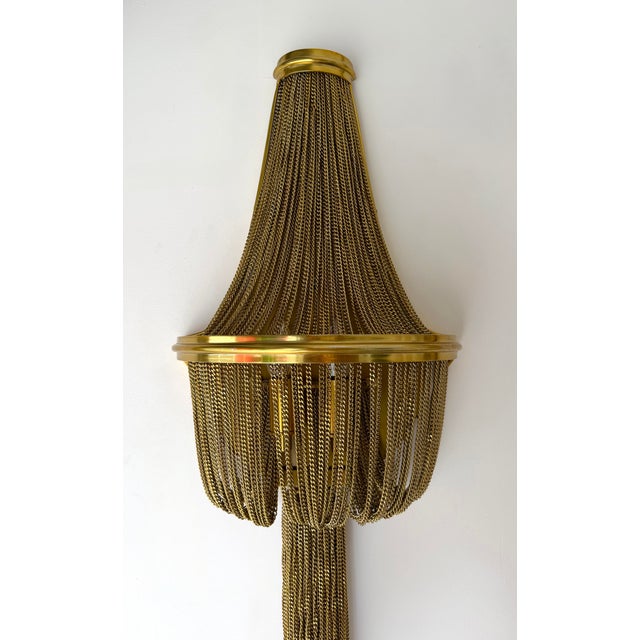 Large Pair of Brass Bracelet Chain Sconces For Sale - Image 4 of 14