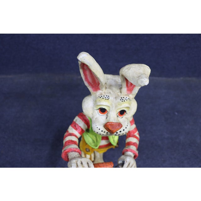 1950s Hand-Painted Folk Art Rabbit Figure With Carrot For Sale - Image 4 of 13