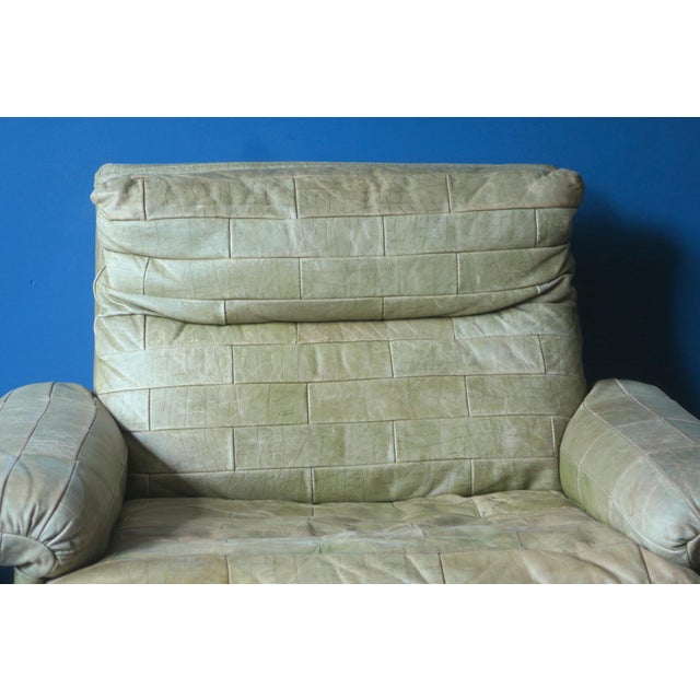 Set of Olive Patchwork Leather Lounge Chair and Ottoman from Laauser, 1970s For Sale - Image 10 of 16