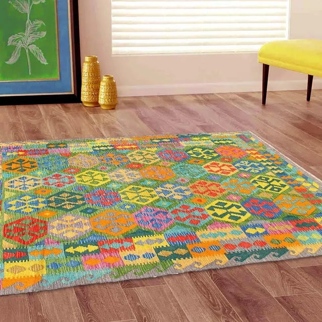 Reversible Kilim Flat Weave Wool on Wool Rug For Sale - Image 4 of 4