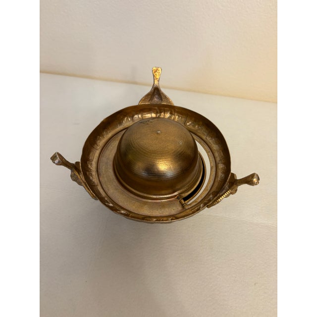 Brass Mid 20th Century Ornate Embossed Brass Roll-Top Caviar Server For Sale - Image 8 of 9