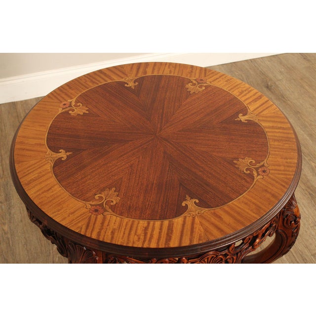 Mid 20th Century French Court Galleries Rococo Style Round Inlaid Side Table For Sale - Image 5 of 15