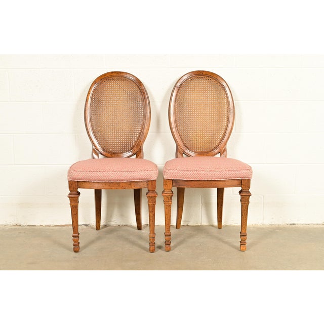 Drexel French Regency Louis XVI Carved Walnut Cane Back Side Chairs or Dining Chairs | Pair For Sale - Image 15 of 15