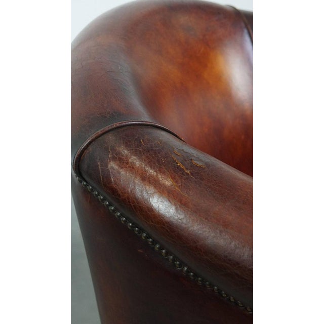 Cognac Sheepskin Club Chair For Sale - Image 9 of 13