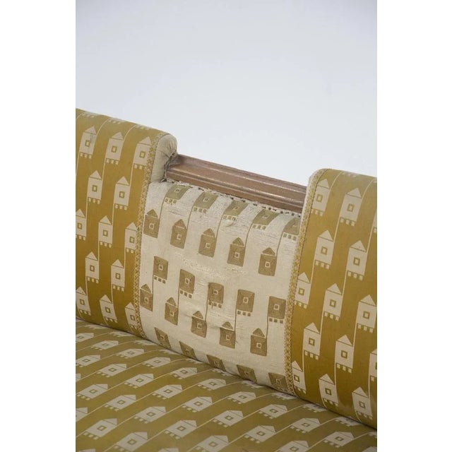 Mid-Century Modern Vintage Fabric and Brass Wooden Sofa, 1950s For Sale - Image 3 of 10