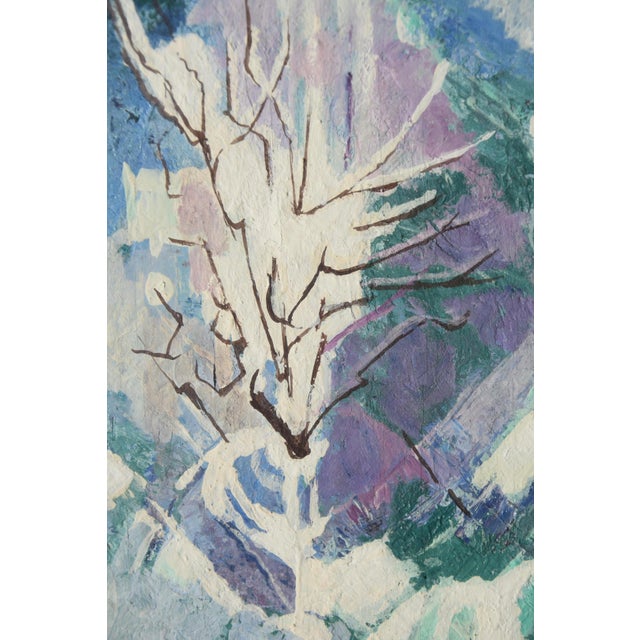 Modern Ernst Weiers, Painting Snow-Covered Bush, 1963, Oil Painting, Framed, 1963, Oil For Sale - Image 3 of 9