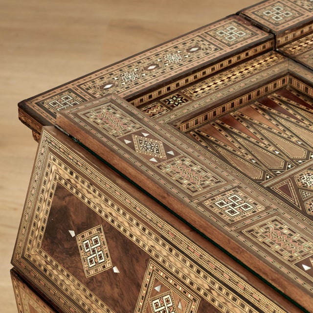 Bone Antique Moroccan Foldout Inlaid Game Table For Sale - Image 7 of 16