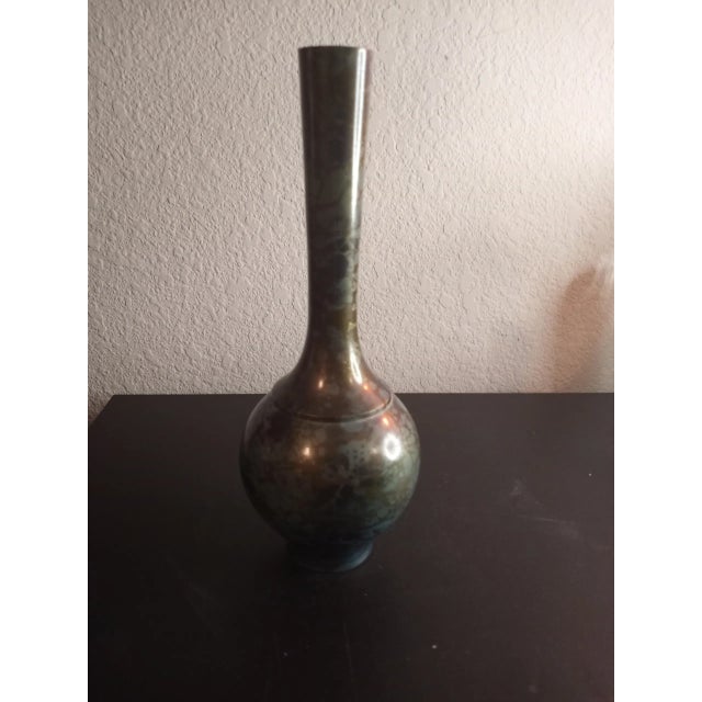 1980s 1980s Brass Enamel Decorative Vase For Sale - Image 5 of 6